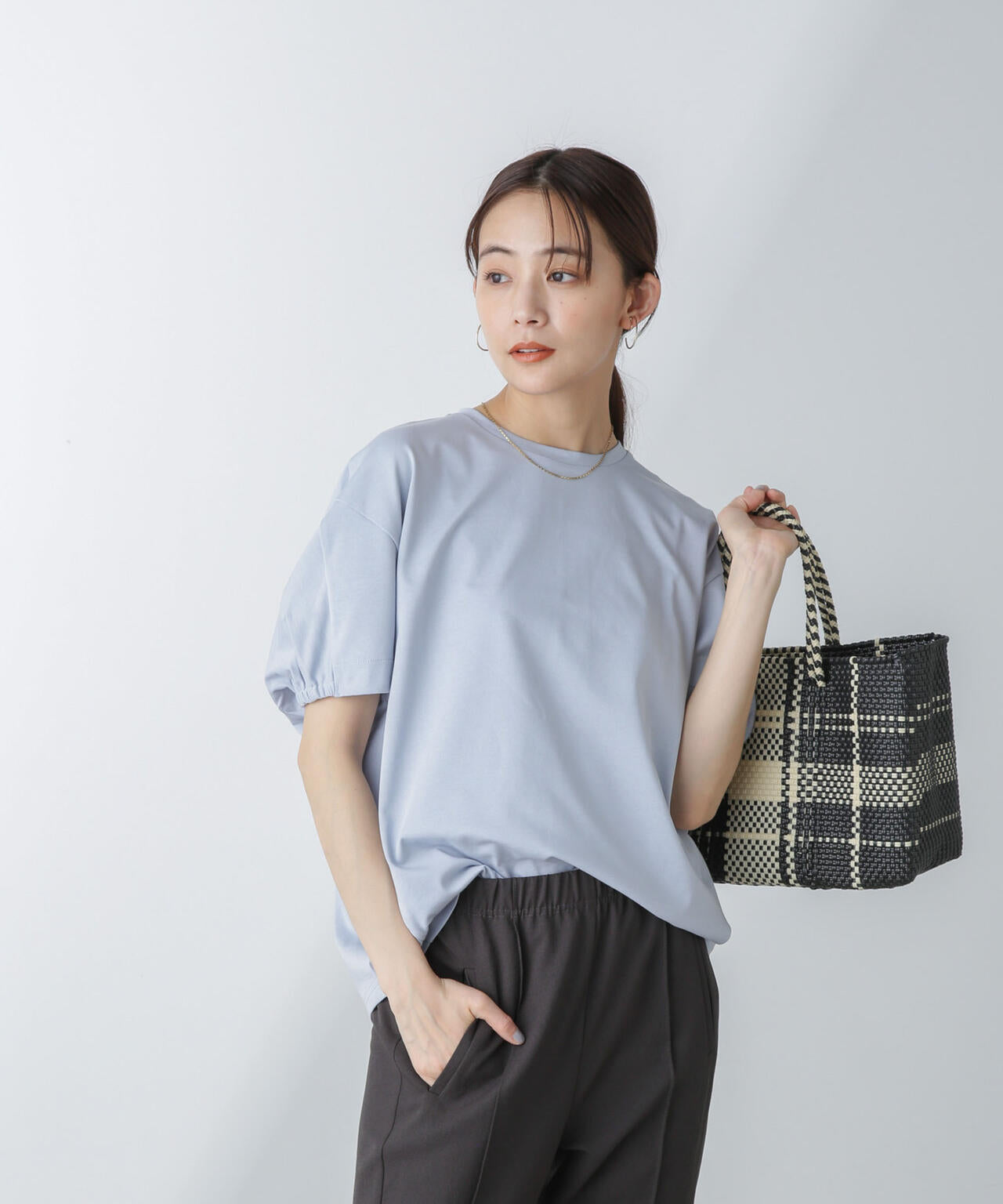 バックギャザースリーブトップス