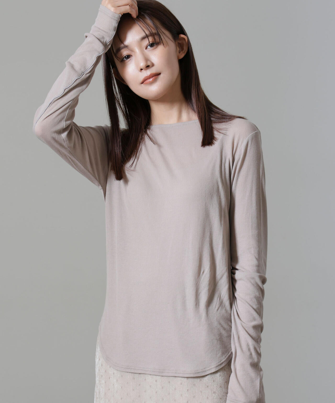 シアーガーゼボートネックトップス