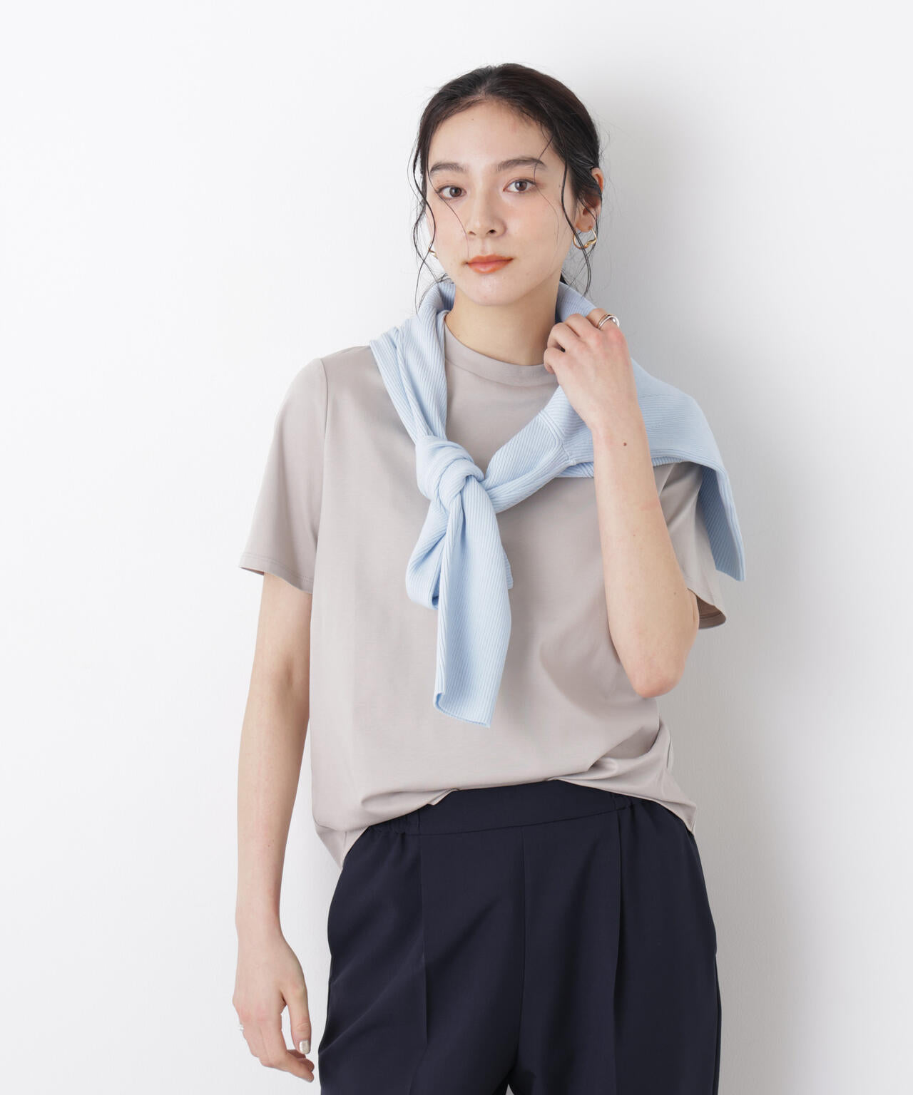 DressT/シルケットスムースモックネックTシャツ