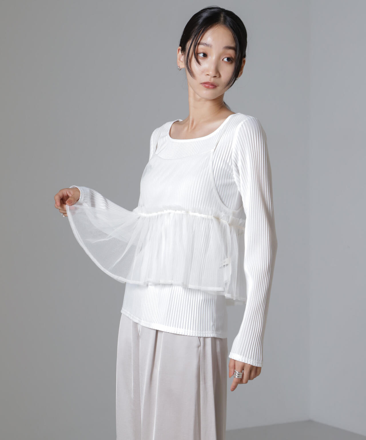 前後2wayテレコロンTセット&チュールキャミソールトップス