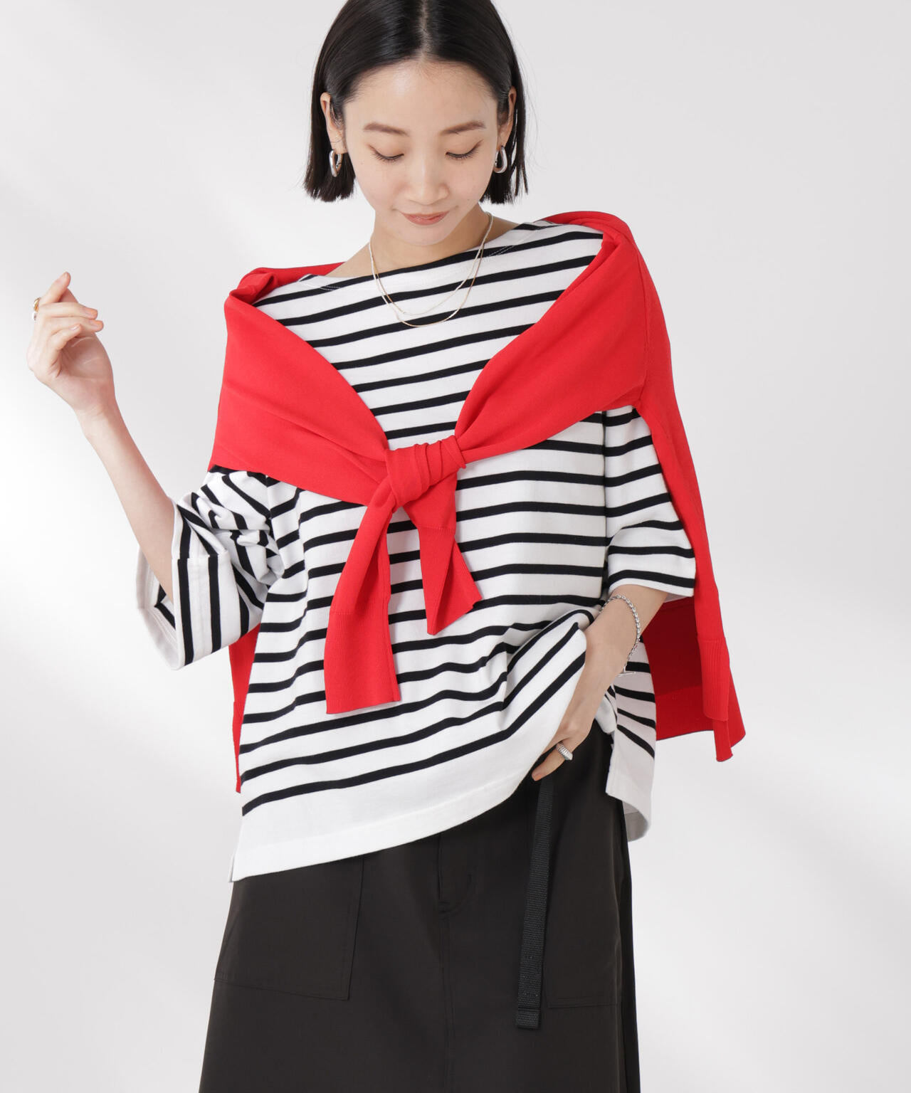 パネルボーダーワイドトップス