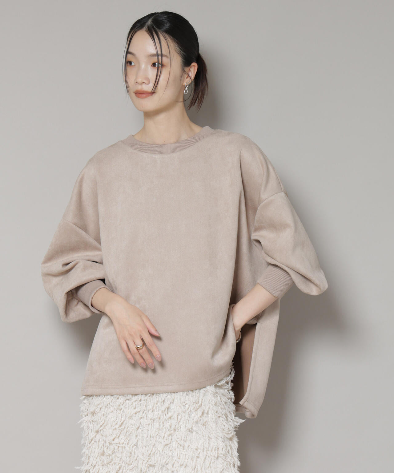 カットスエードサイドスリットワイドプルオーバー(セットアップ可)