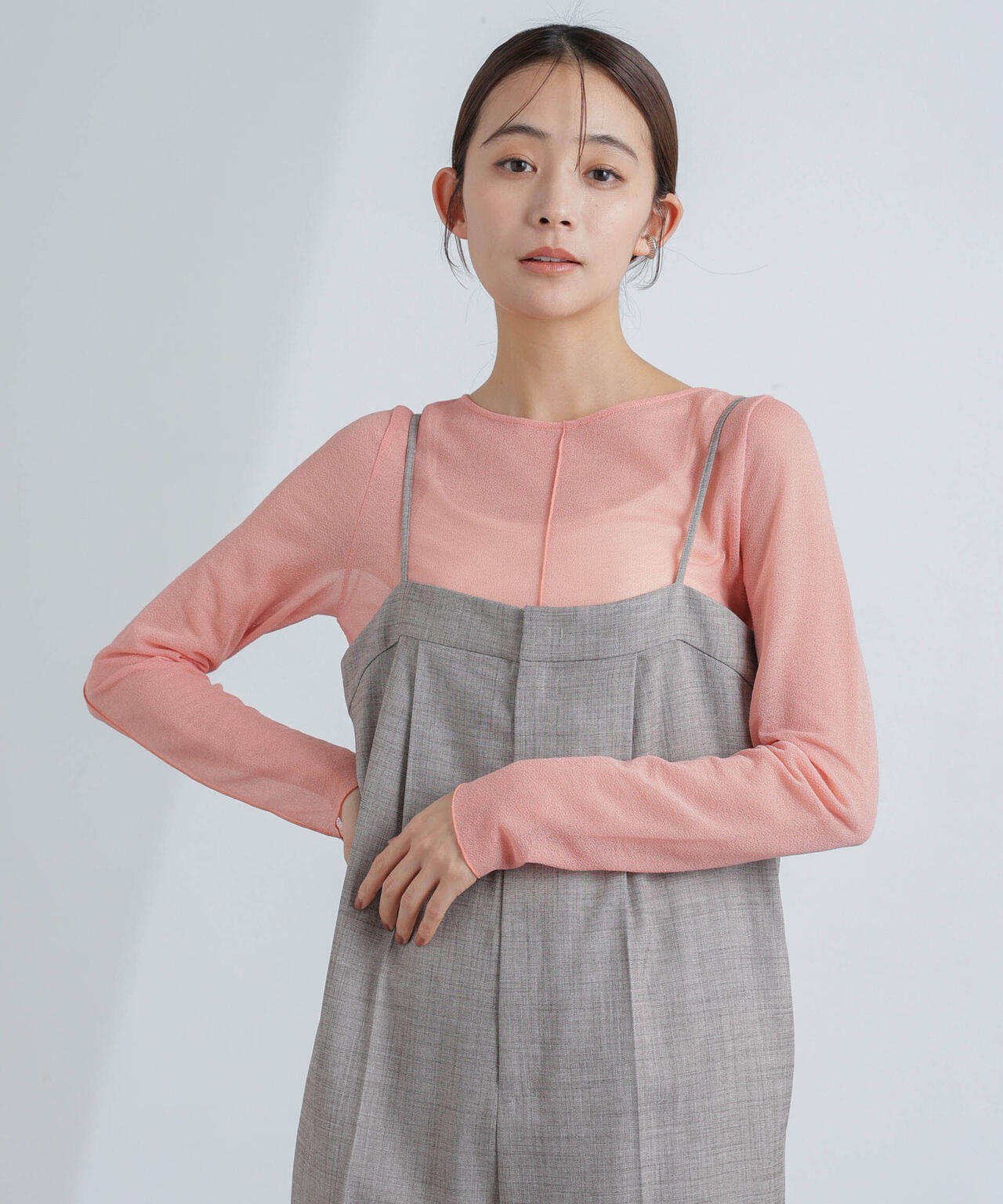 梨地シアーカットトップス