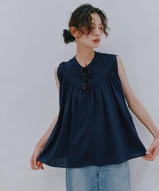 エアリーギャザーノースリーブトップス