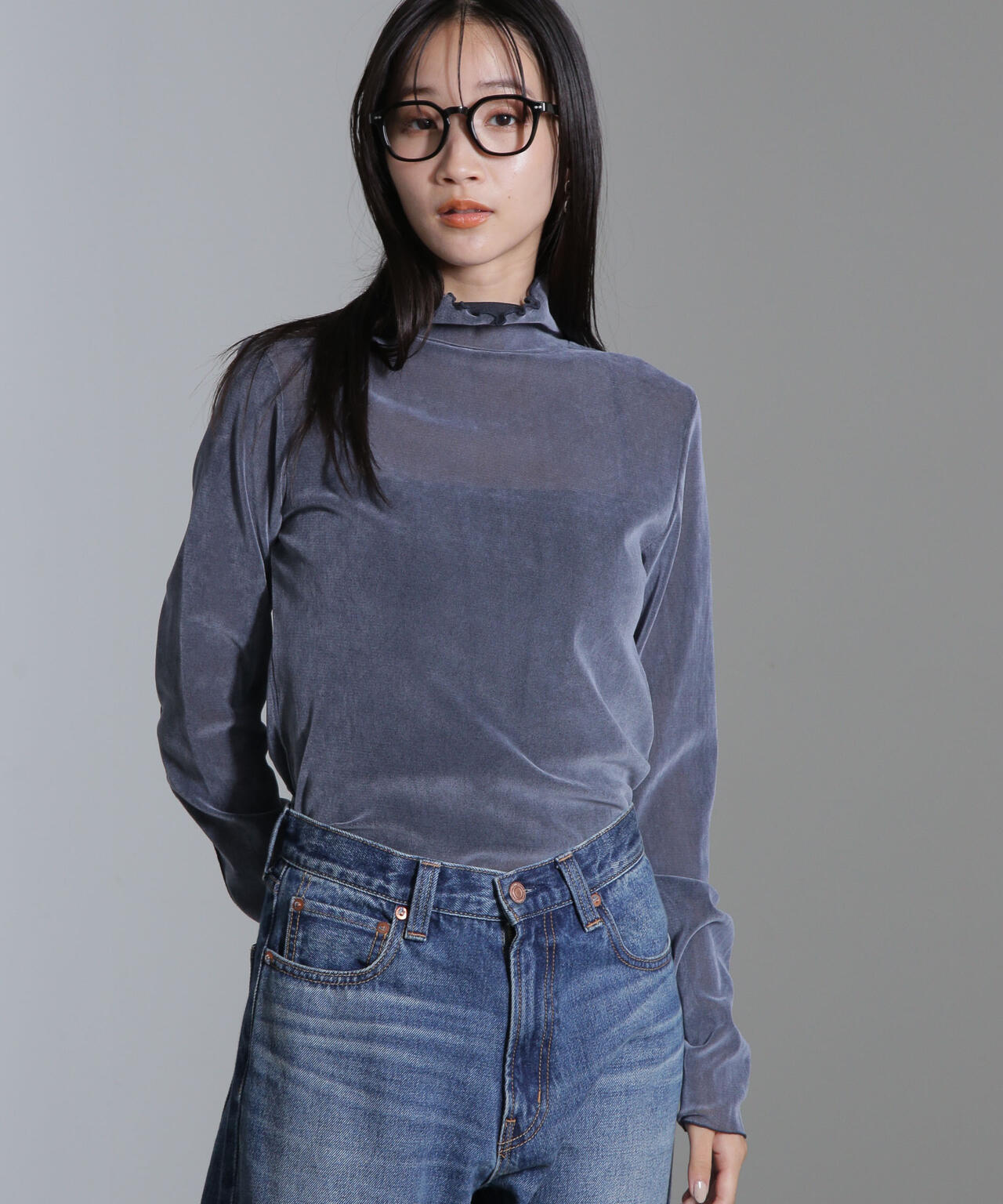 ベロアチュールタートルプルオーバー