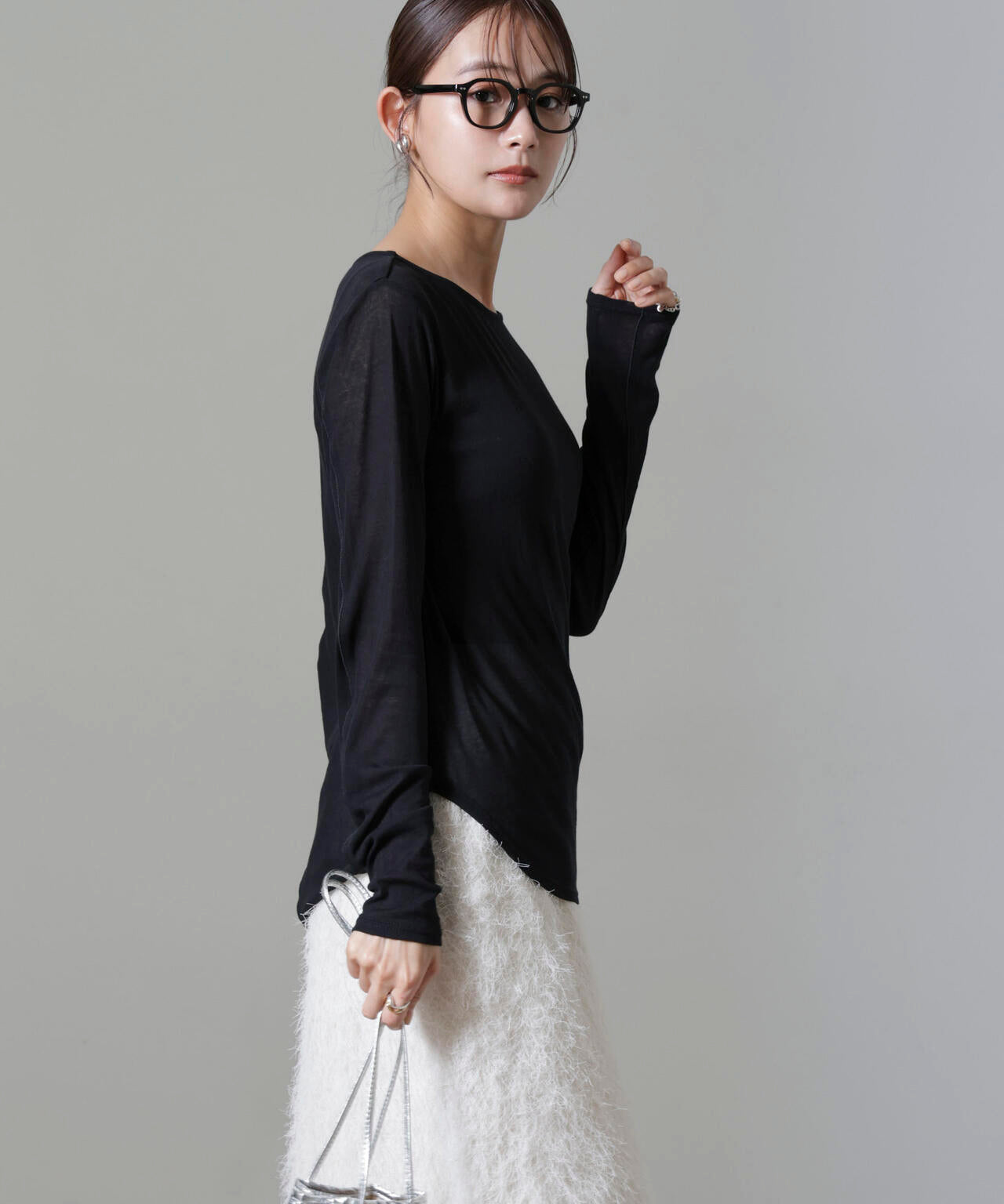 シアーガーゼボートネックトップス