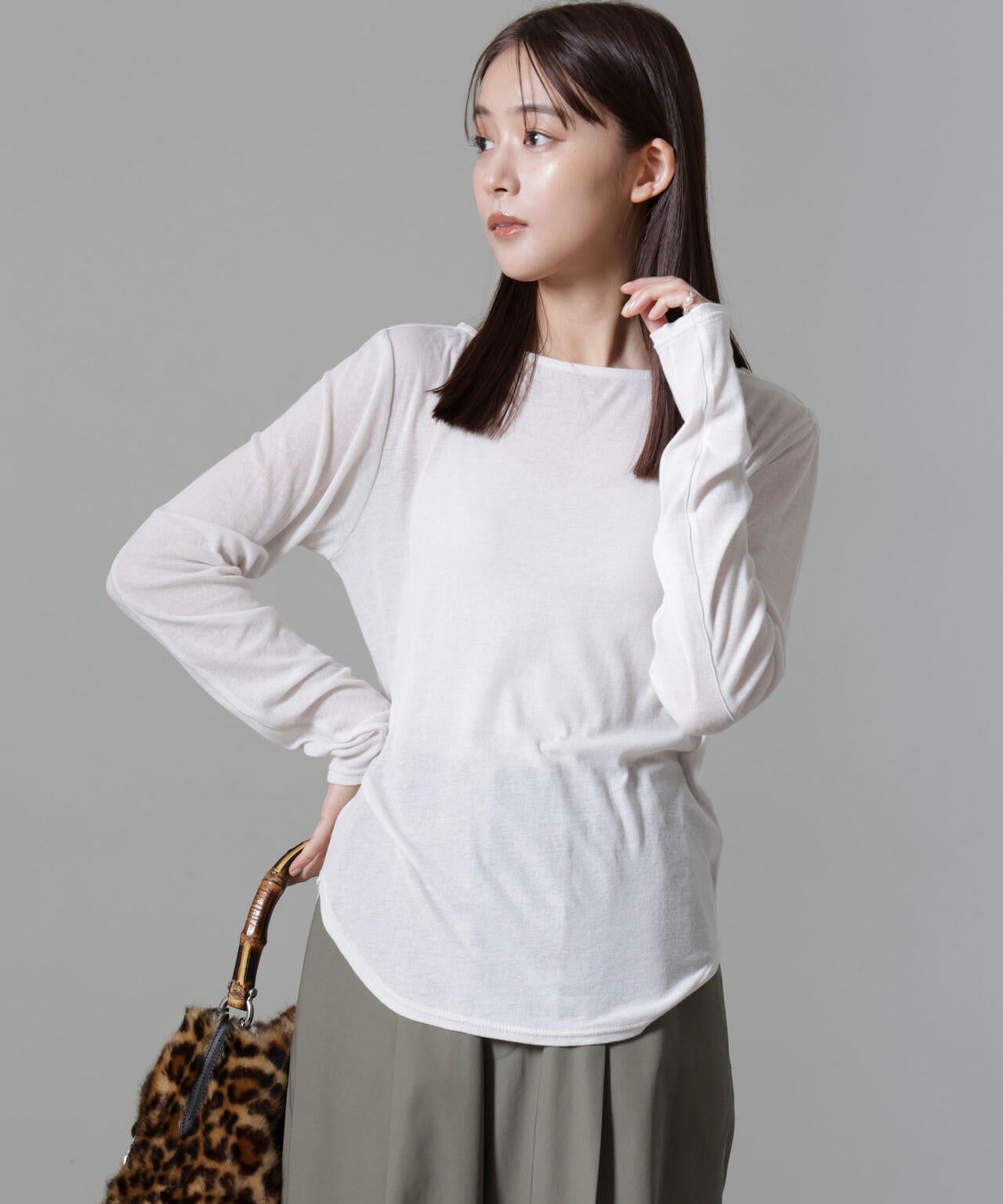 シアーガーゼボートネックトップス