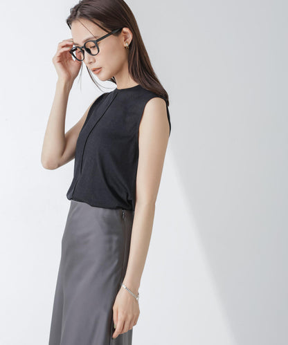 ラメシアーノースリーブカットトップス