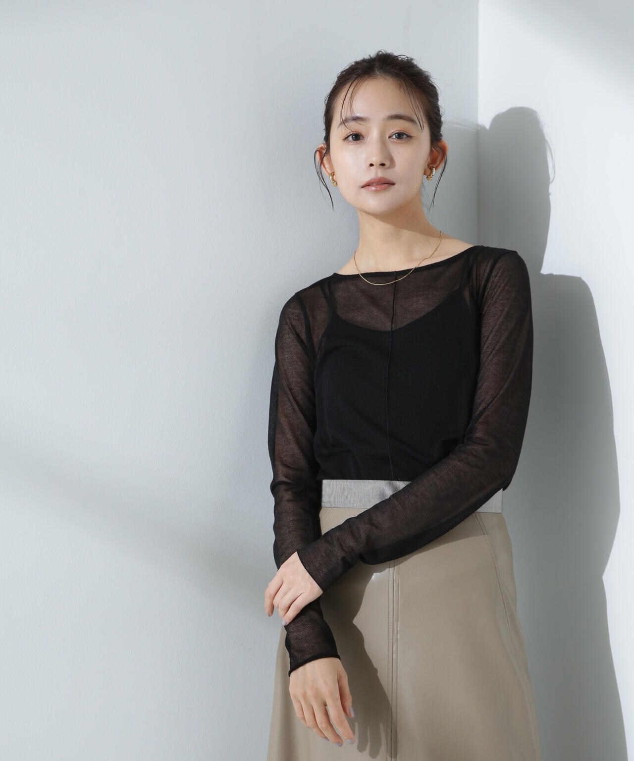 梨地シアーカットトップス