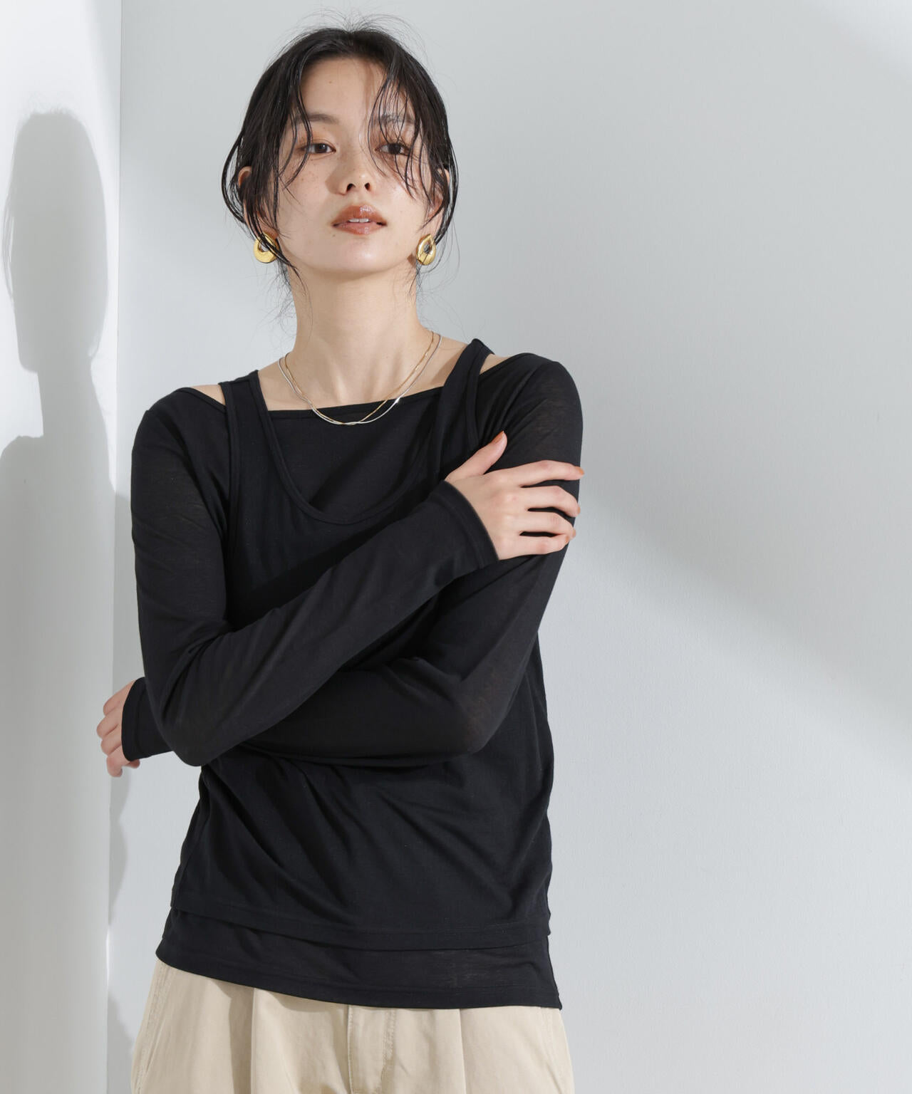 シアータンクトップ＋ロンTレイヤードセット