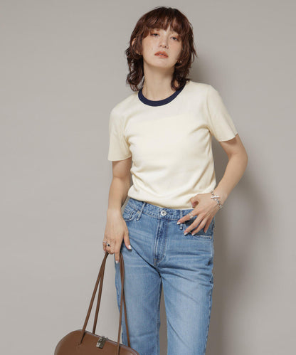 コンパクト総針ニットトップス