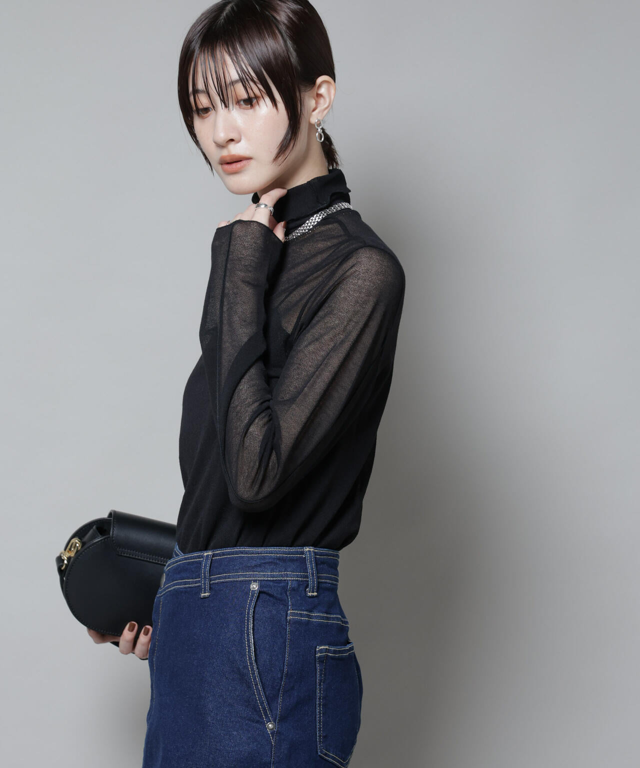 梨地シアータートルカットトップス