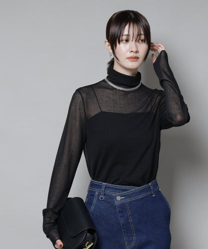 梨地シアータートルカットトップス