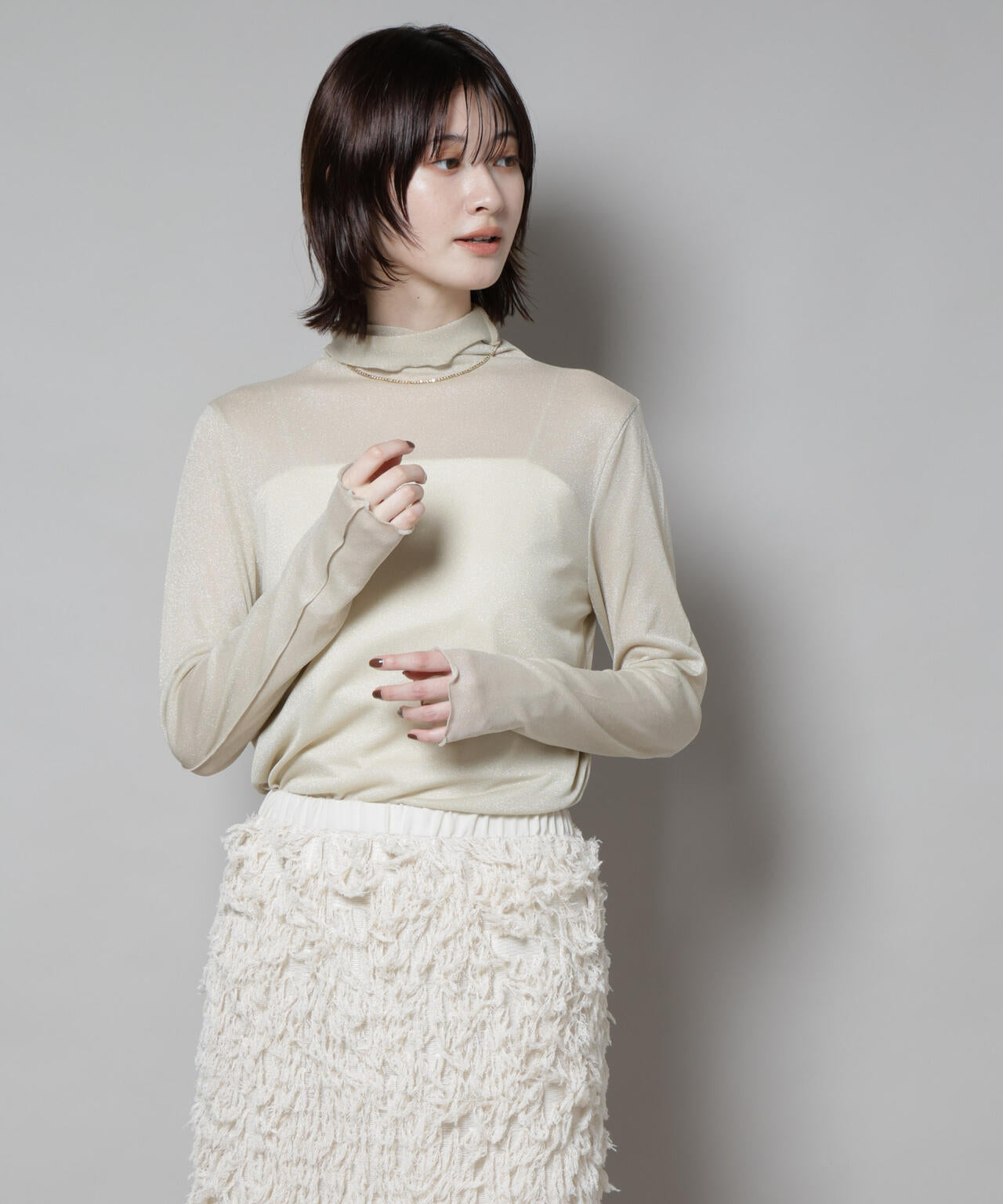 ラメシアータートルカットトップス