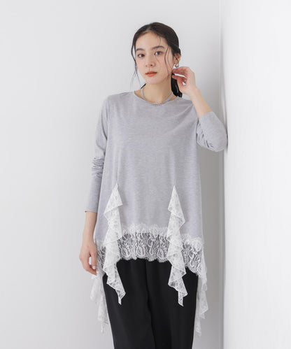 レースラッフルヘムカットトップス