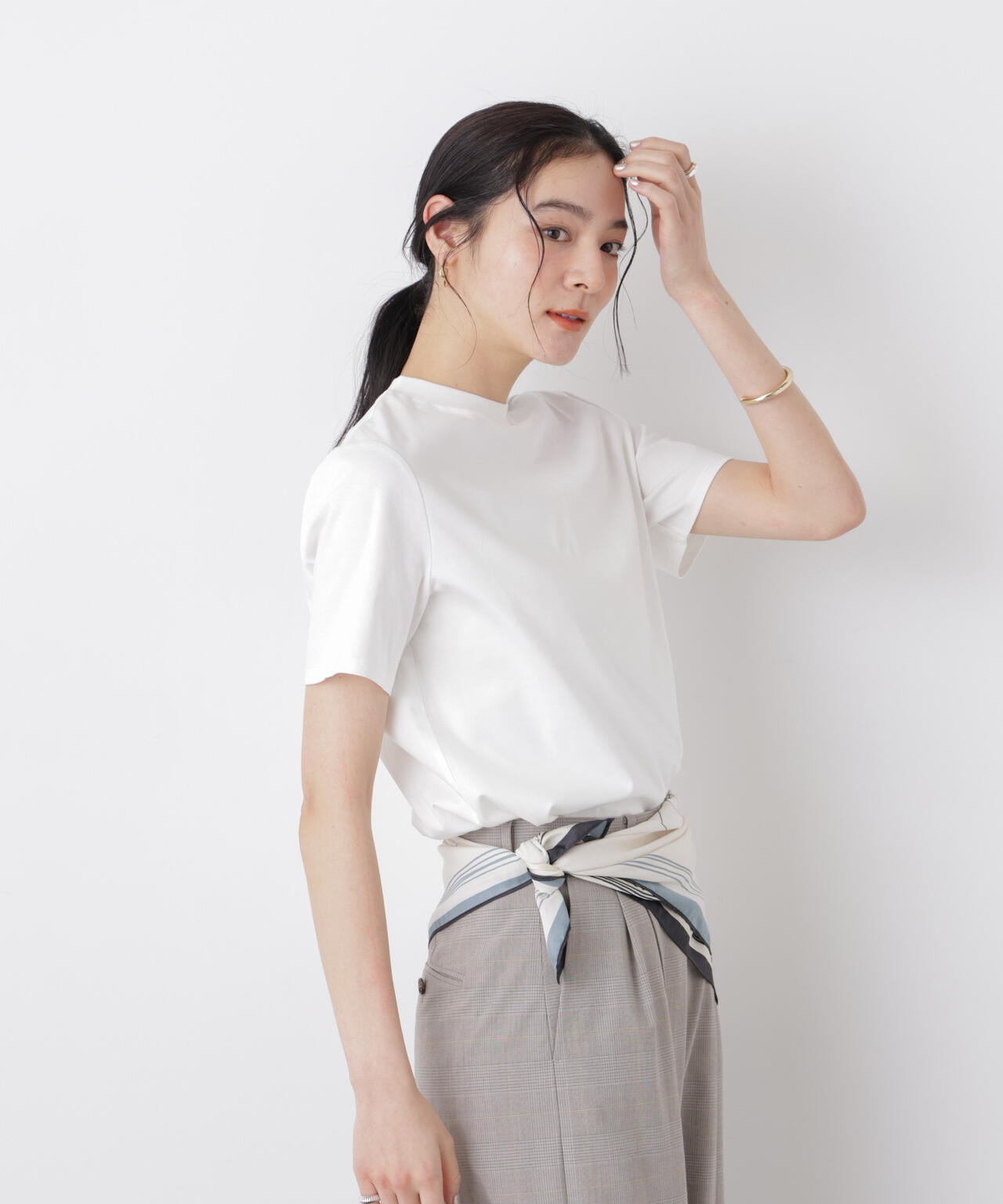 DressT/シルケットスムースモックネックTシャツ