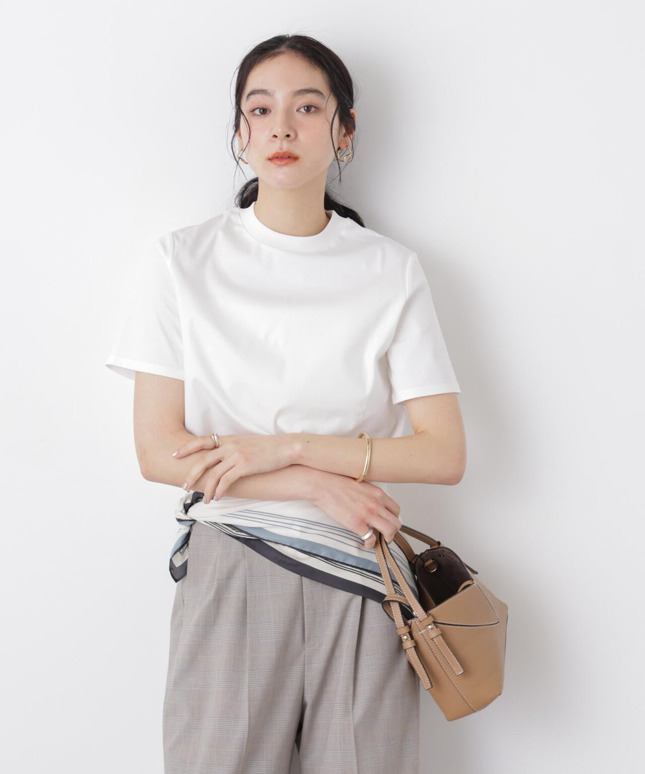 DressT/シルケットスムースモックネックTシャツ