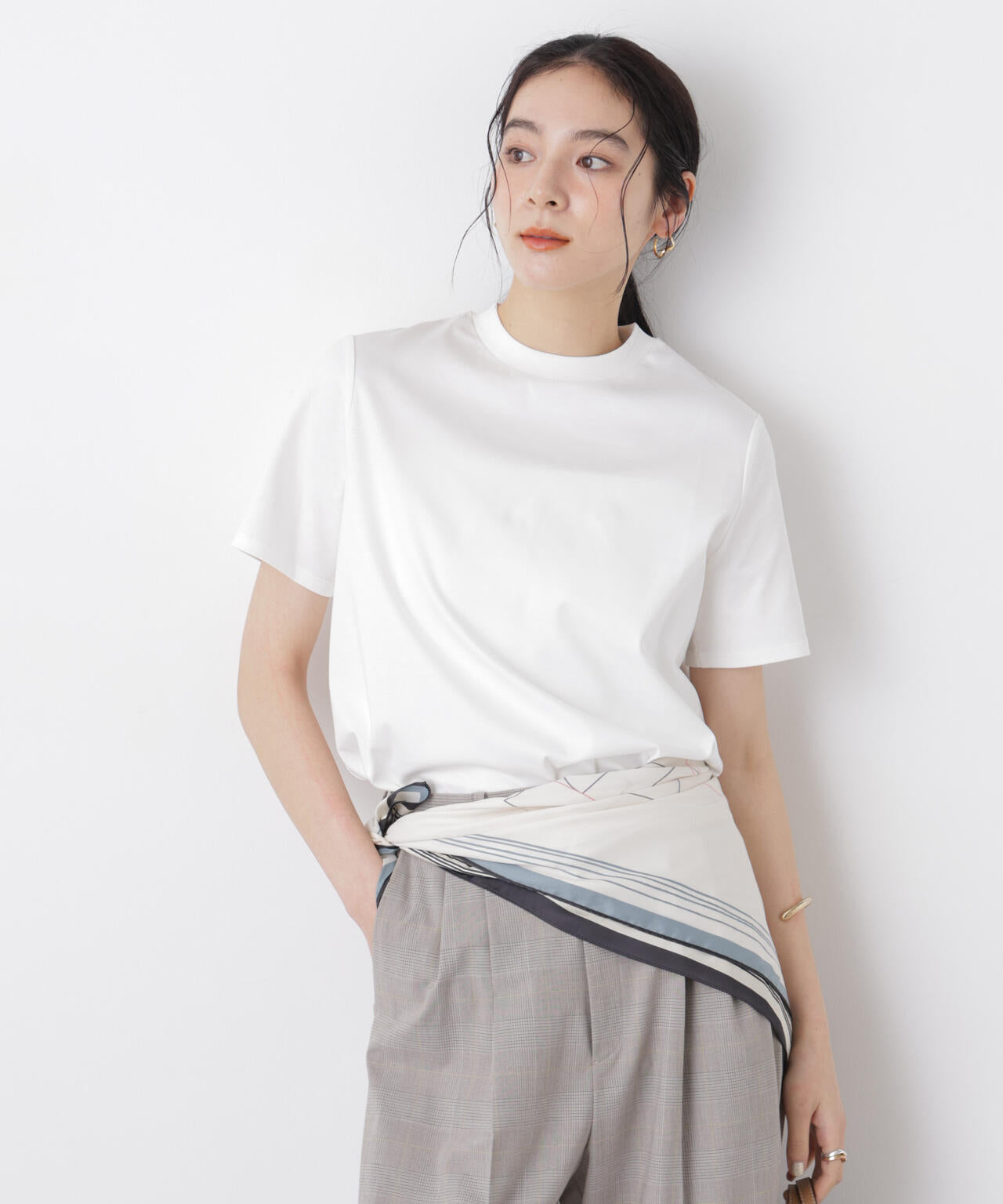 DressT/シルケットスムースモックネックTシャツ