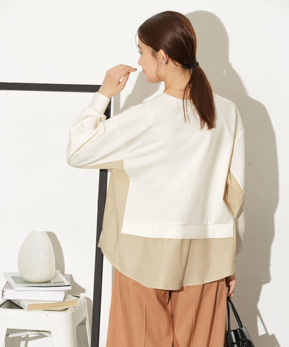 異素材コンビカットトップス