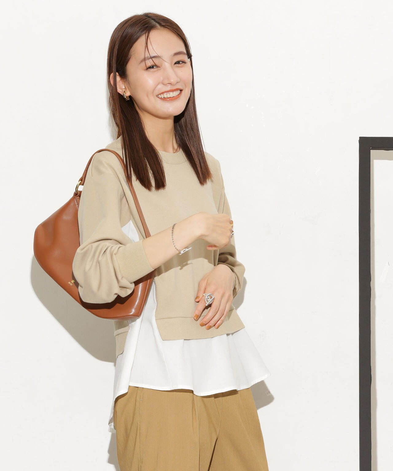 異素材コンビカットトップス