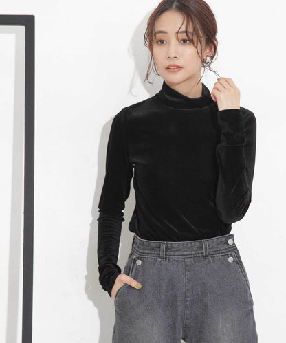シアーベロアカットタートルトップス