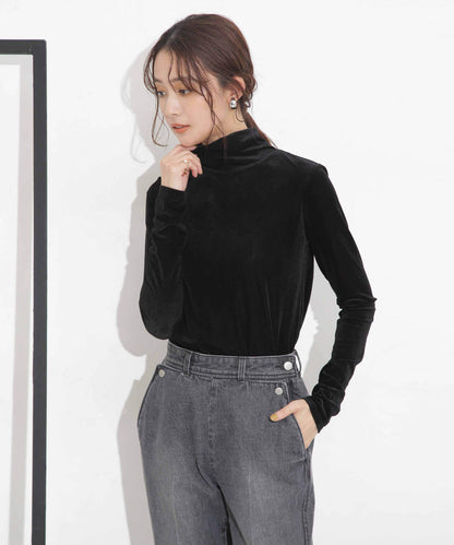 シアーベロアカットタートルトップス