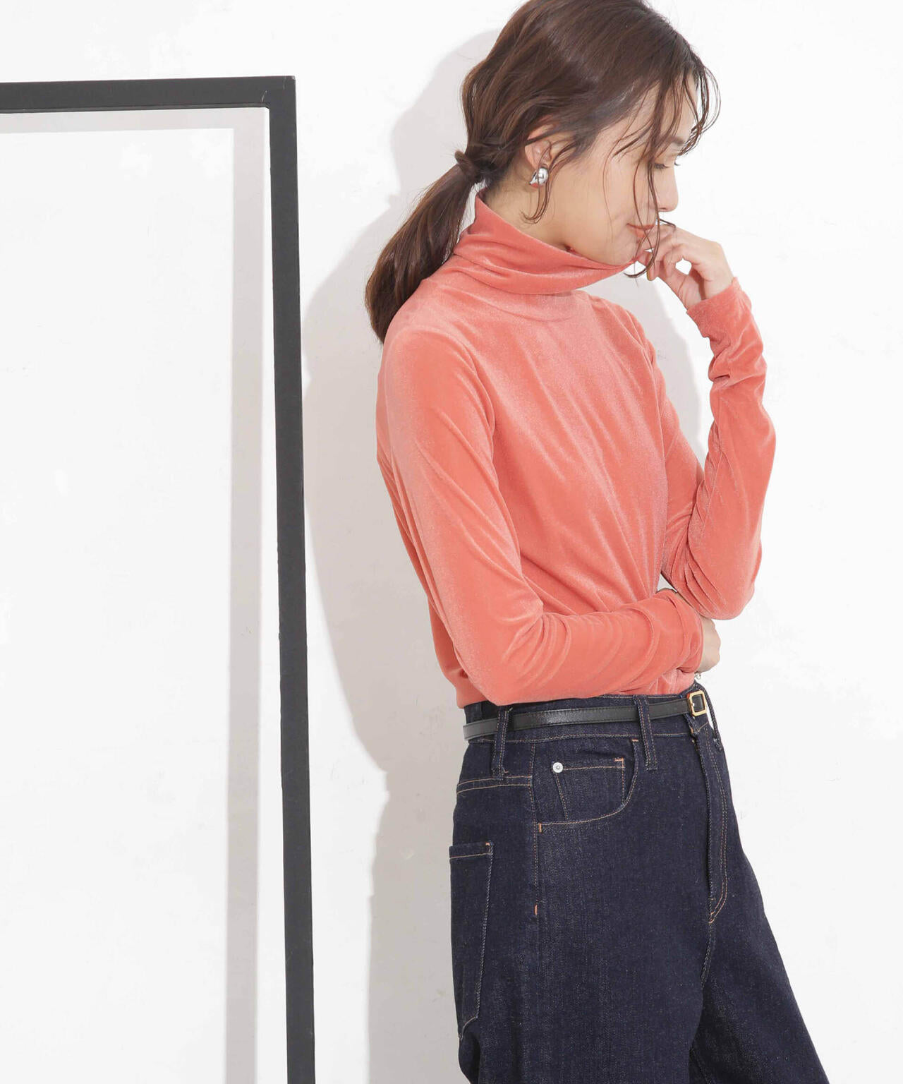 シアーベロアカットタートルトップス