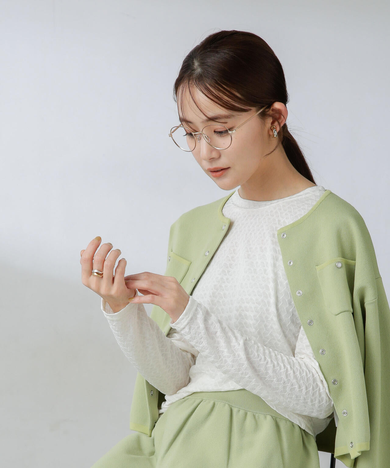 前後2wayシャーリングカットトップス