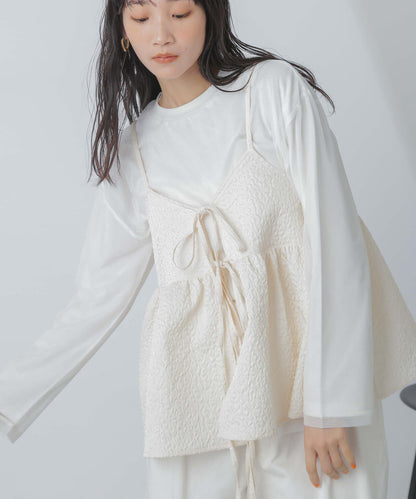 チュールレイヤードロングスリーブTシャツ