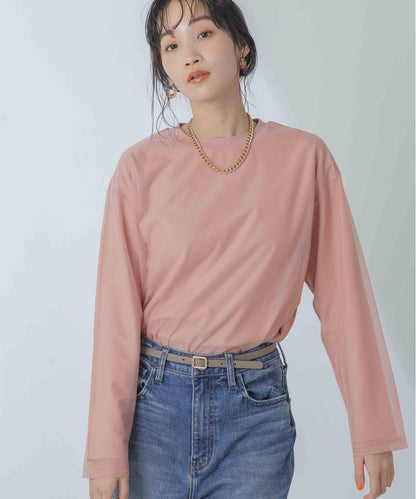 チュールレイヤードロングスリーブTシャツ