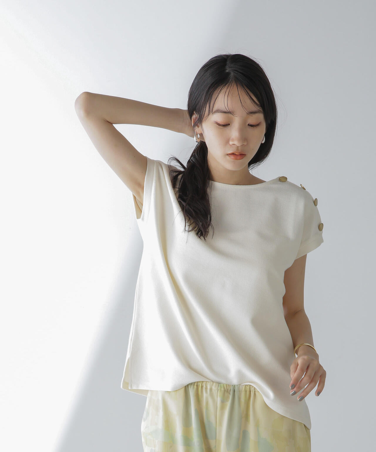 ショルダーボタンカノコトップス