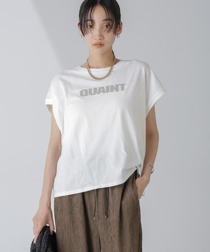 フロッキーロゴノースリーブクロップドトップス