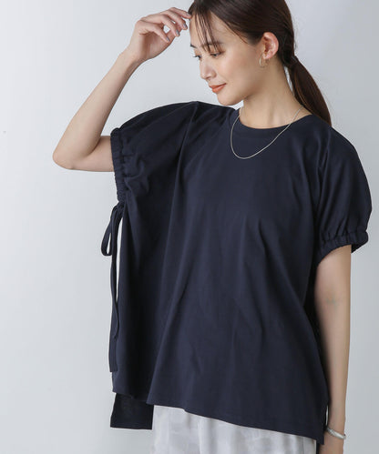 リボンギャザースリーブトップス