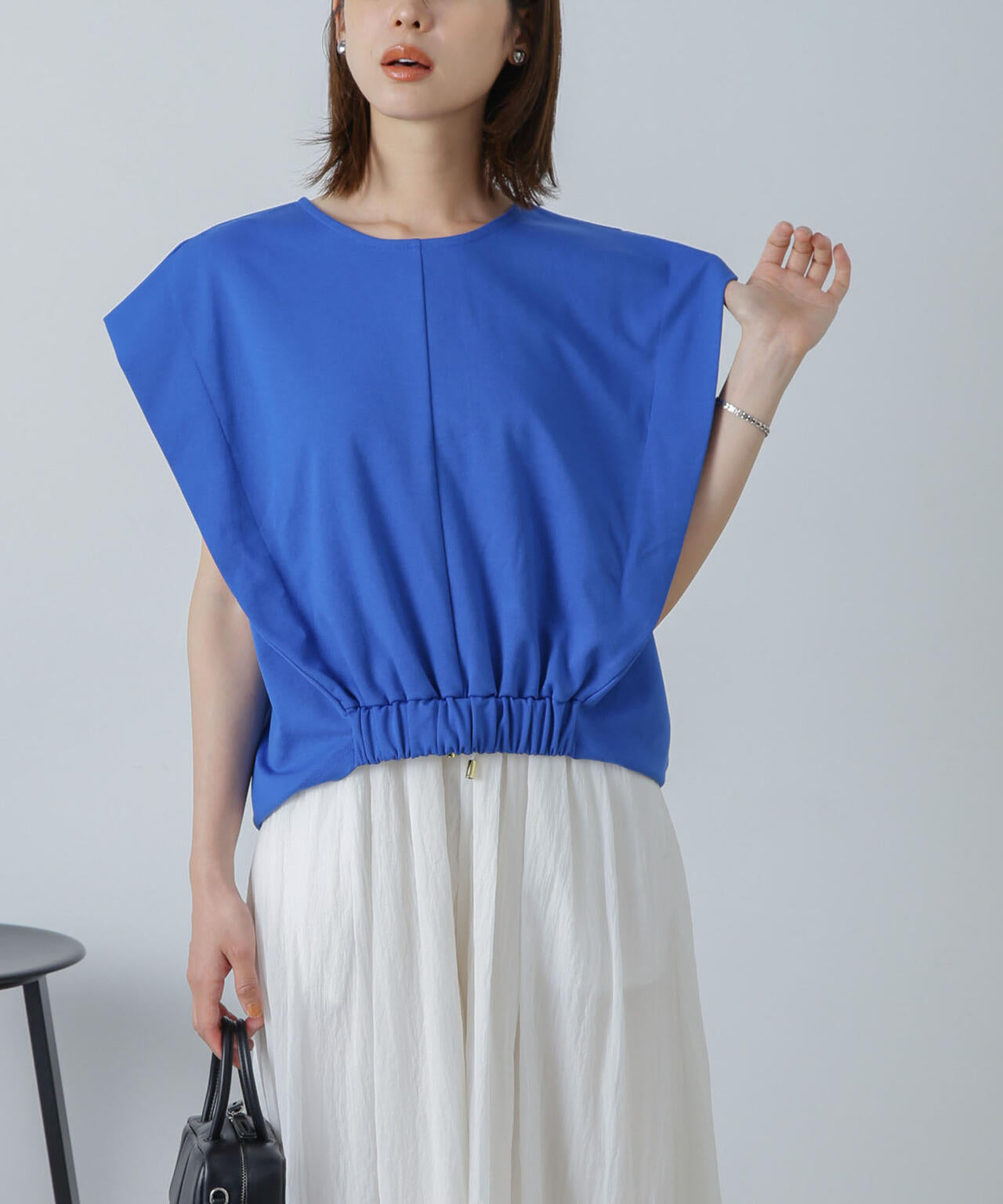 フロントヘムギャザーカットトップス