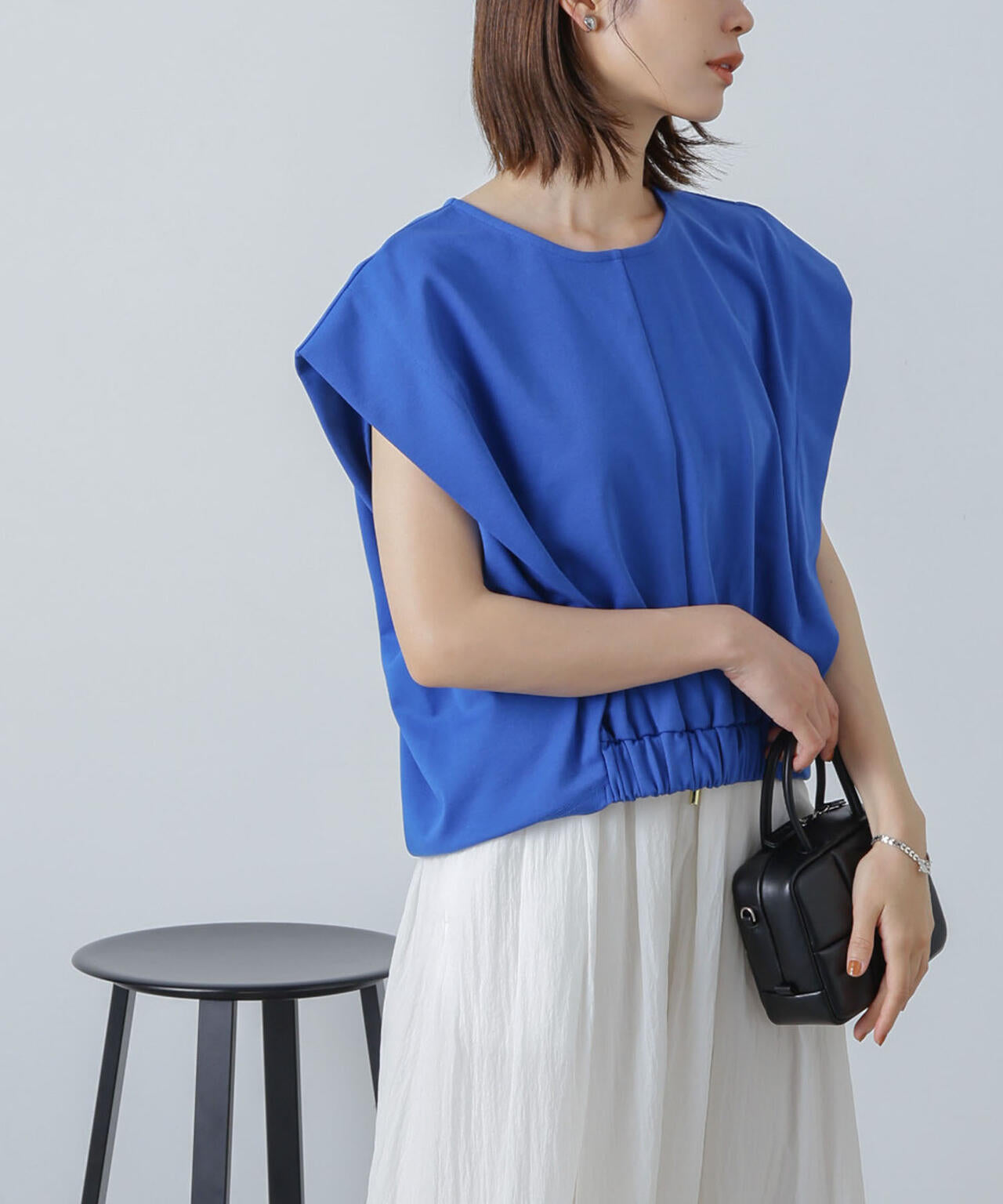 フロントヘムギャザーカットトップス