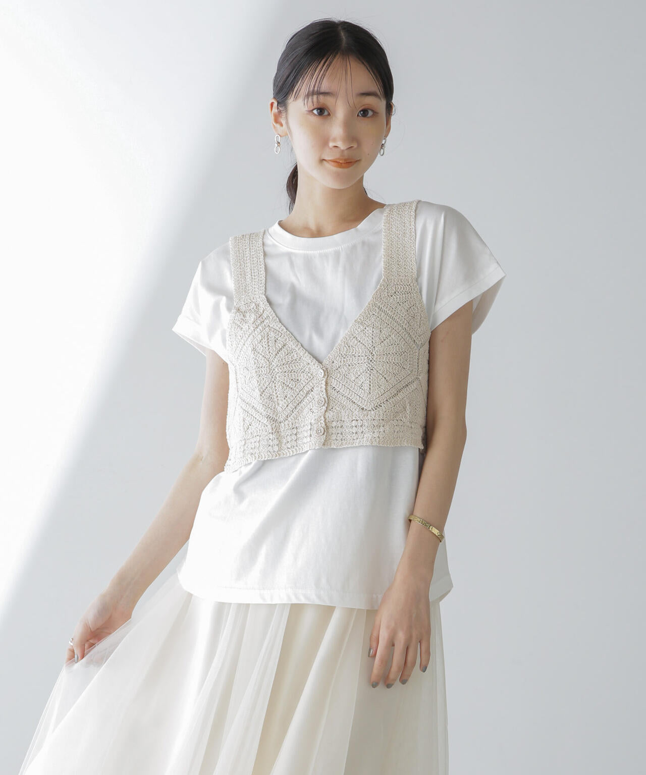 レース編ビスチェセットTシャツ