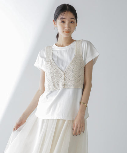 レース編ビスチェセットTシャツ