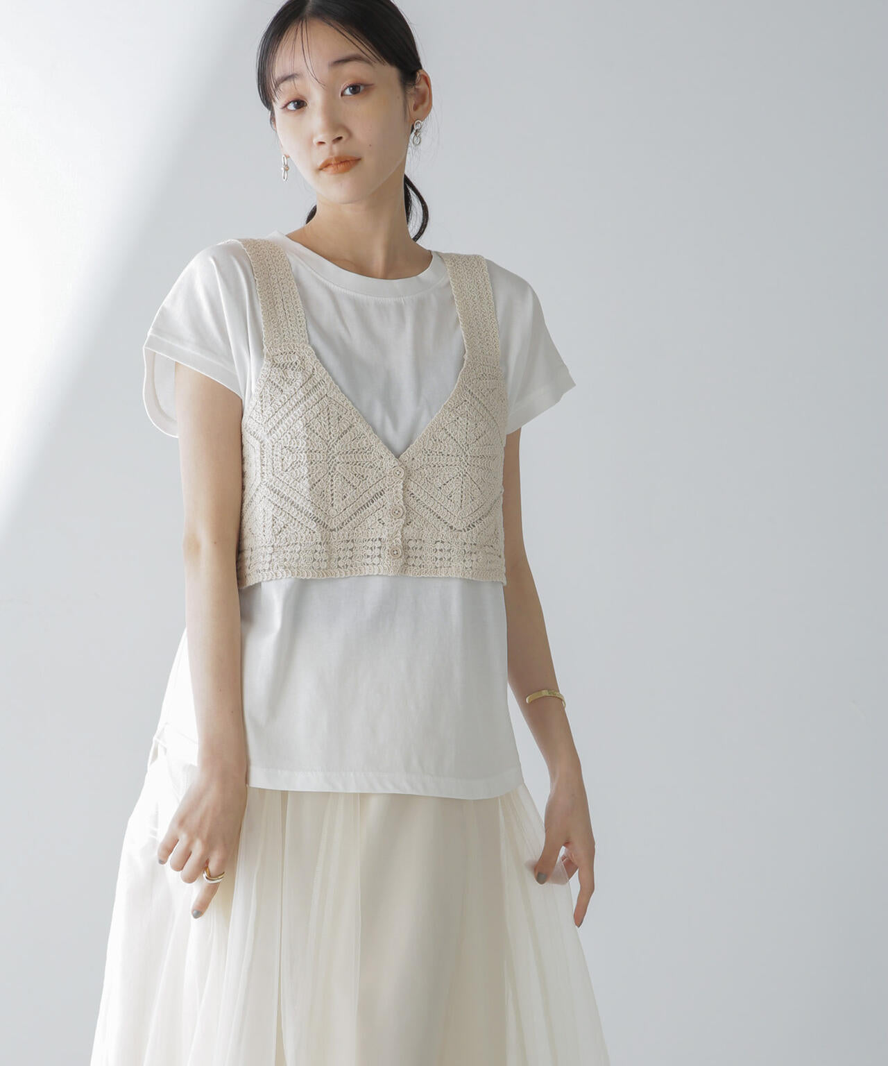 レース編ビスチェセットTシャツ