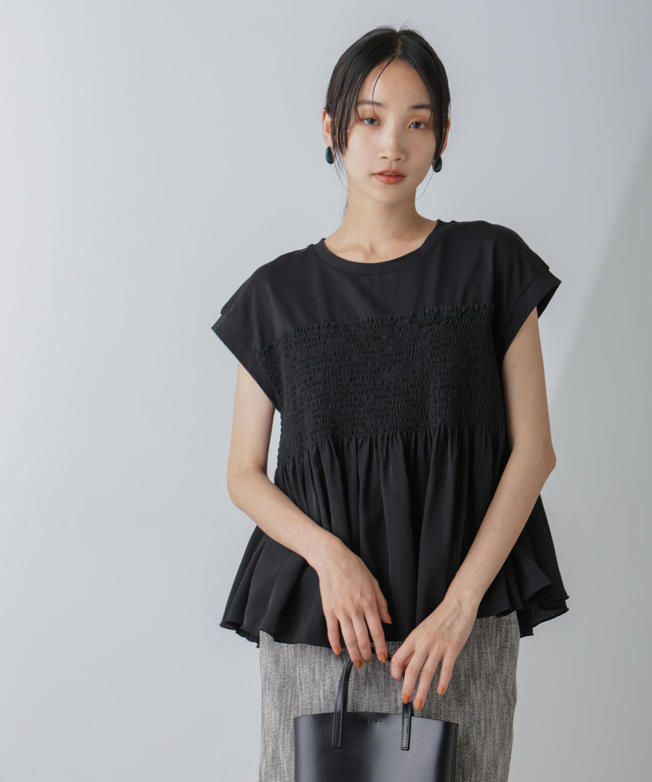 シャーリングビスチェドッキングカットトップス