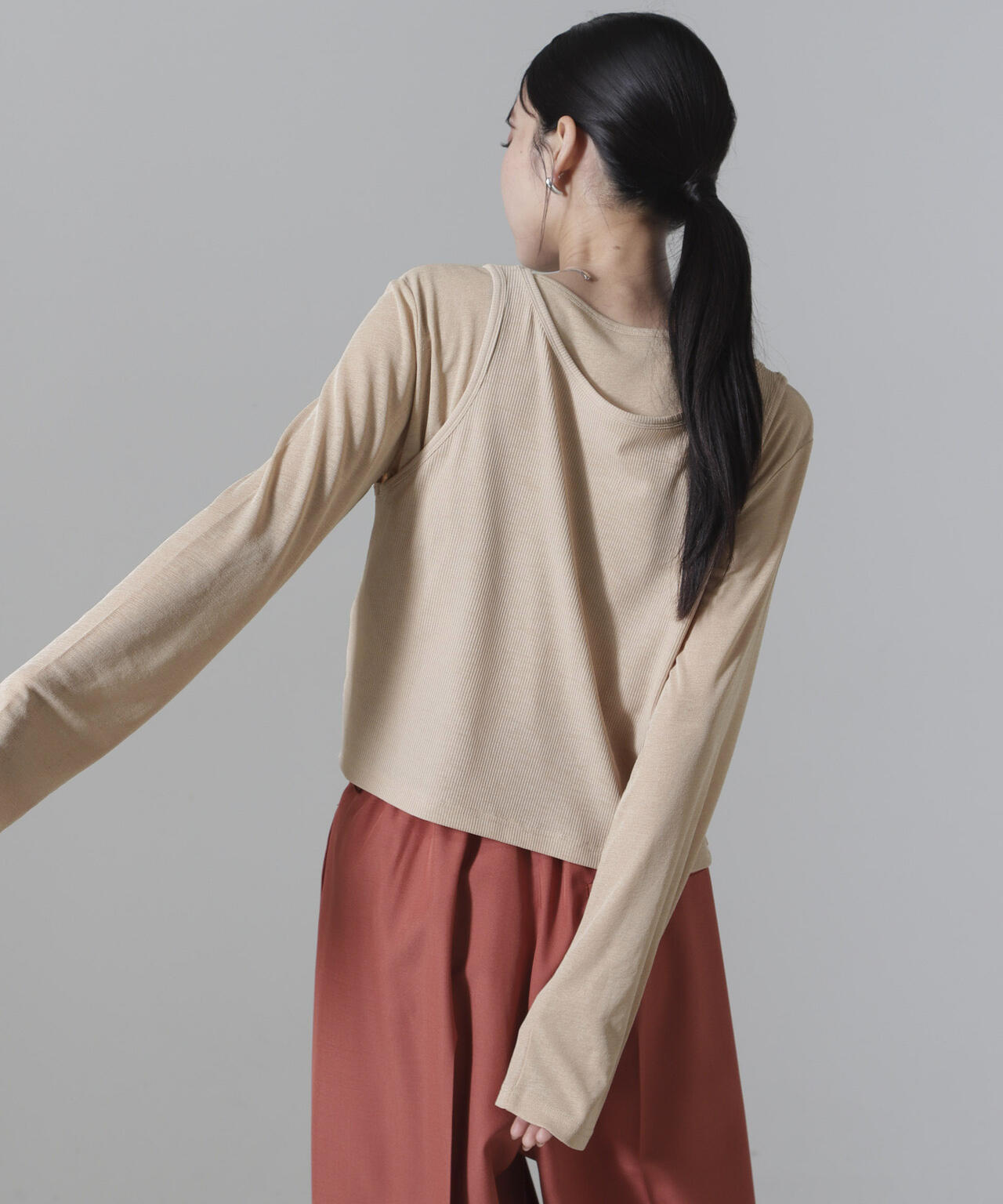 シアーレイヤードアンサンブルカットトップス