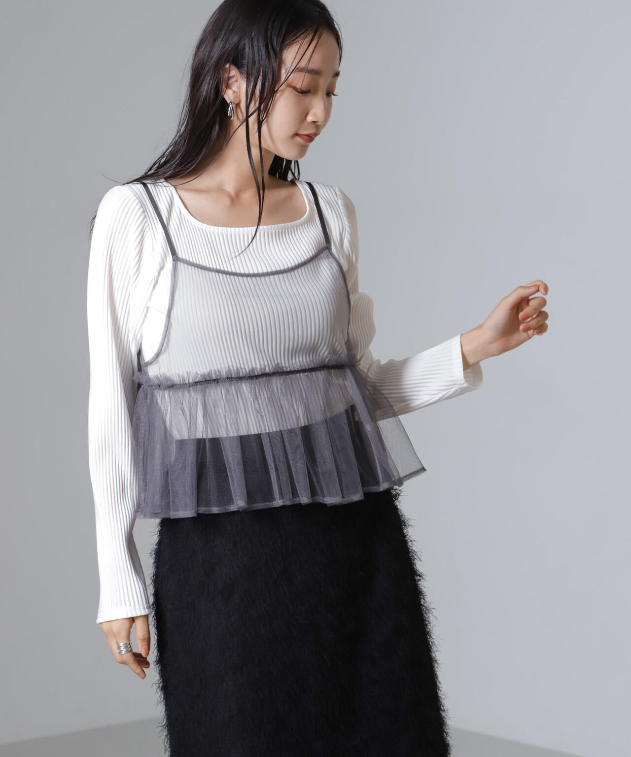 前後2wayテレコロンTセット＆チュールキャミソールトップス