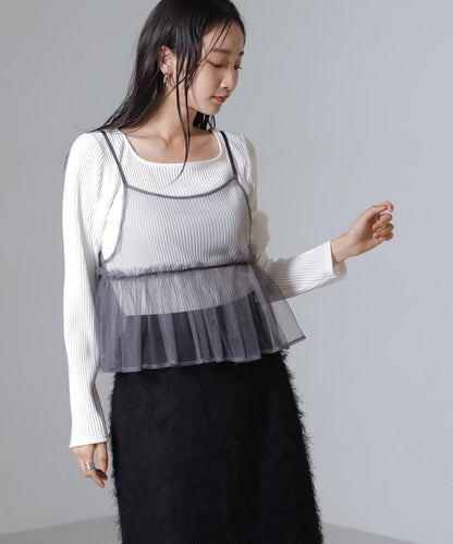 前後2wayテレコロンTセット＆チュールキャミソールトップス