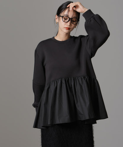 布帛コンビペプラムカットトップス