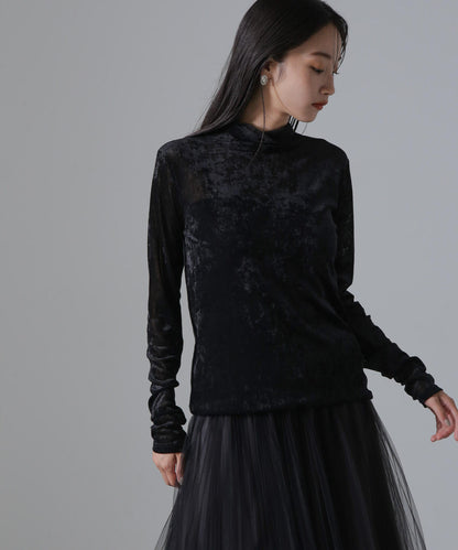 シアーベロアカットタートルトップス