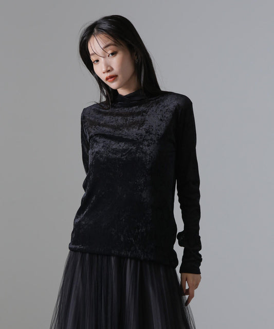 シアーベロアカットタートルトップス