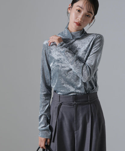 シアーベロアカットタートルトップス