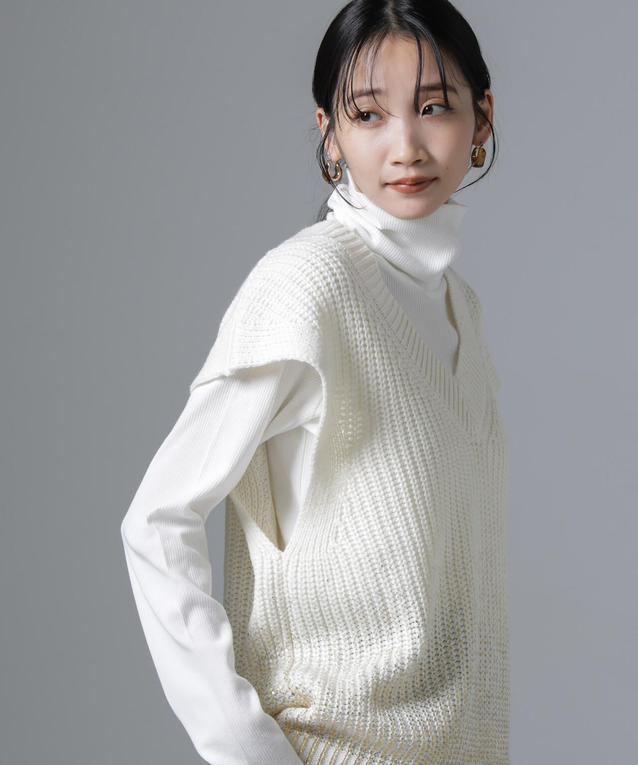 ジンジャー吸湿発熱抗菌防臭タートルネックカットソー