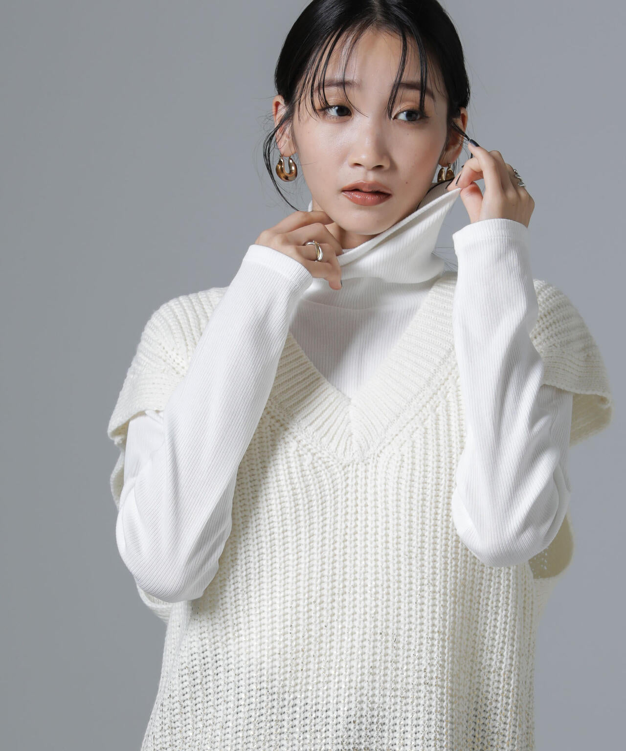 ジンジャー吸湿発熱抗菌防臭タートルネックカットソー