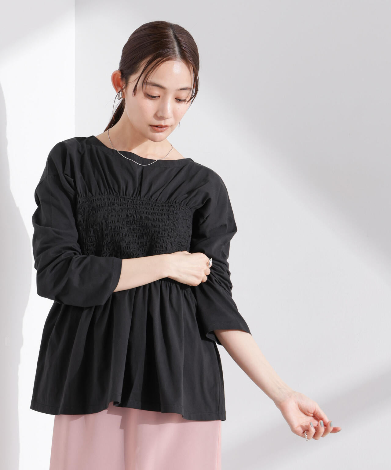 シャーリングデザインカットソー