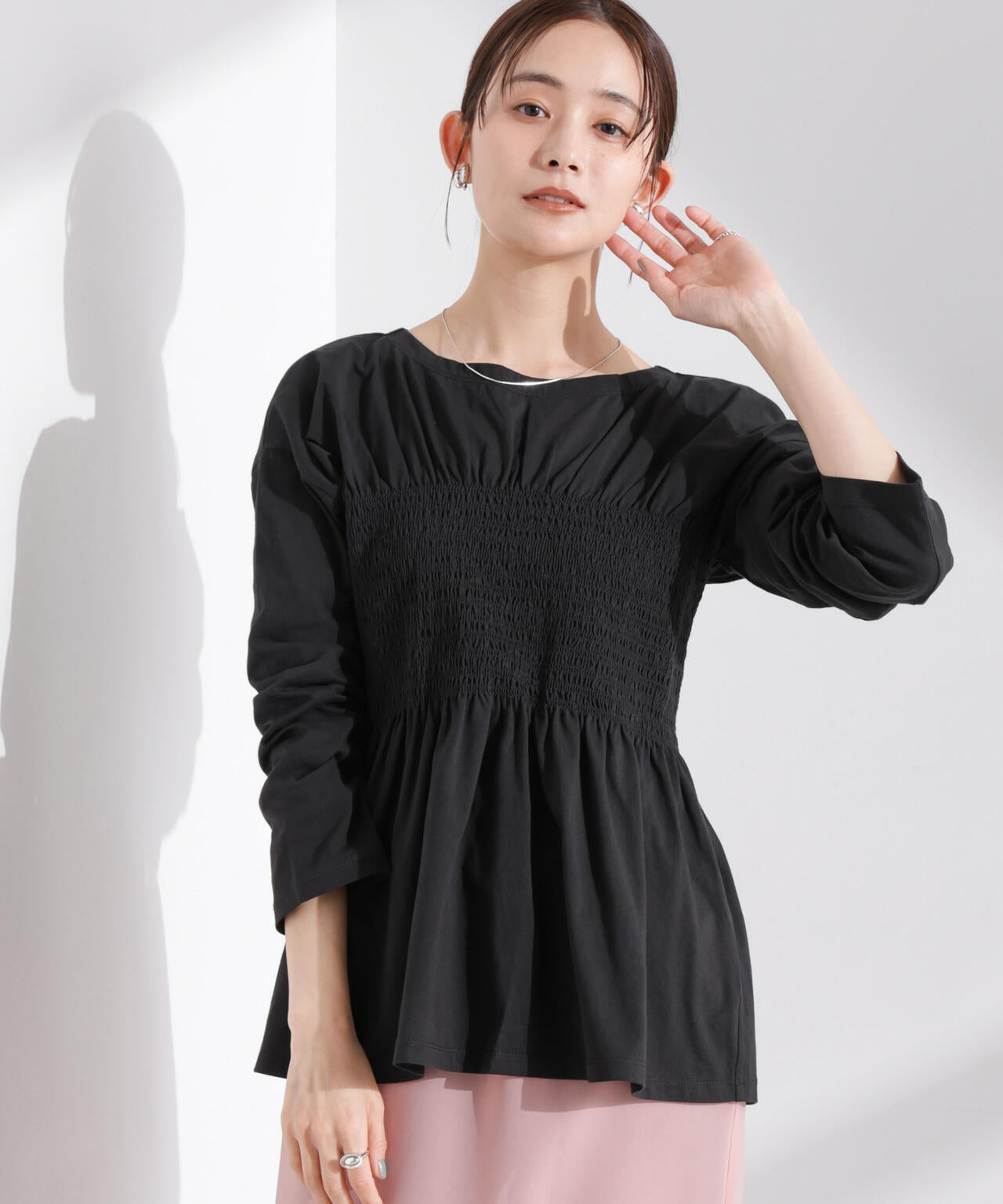 シャーリングデザインカットソー